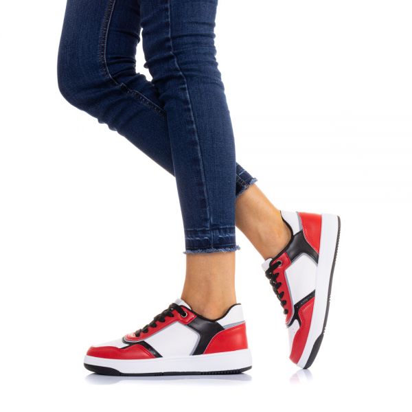 Дамски спортни обувки Aimee бели с червено, 4 - Kalapod.bg